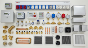 Tubulações e conexões especializadas, Painéis de alarme e medição, Reguladores de posto e réguas de cabeceira e Sistemas de ventilação e exaustão.